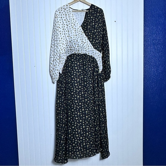 ELIE TAHARI Floral Print Silk Midi-Dress V-Neck Lined Size Large - Picture 7 of 17